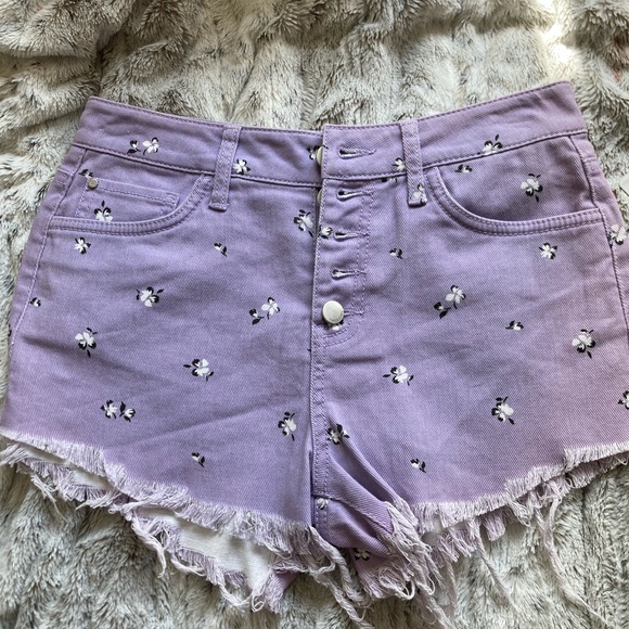 Tinseltown Shorts Tinseltown Mini Floral Lavender Jean Shorts